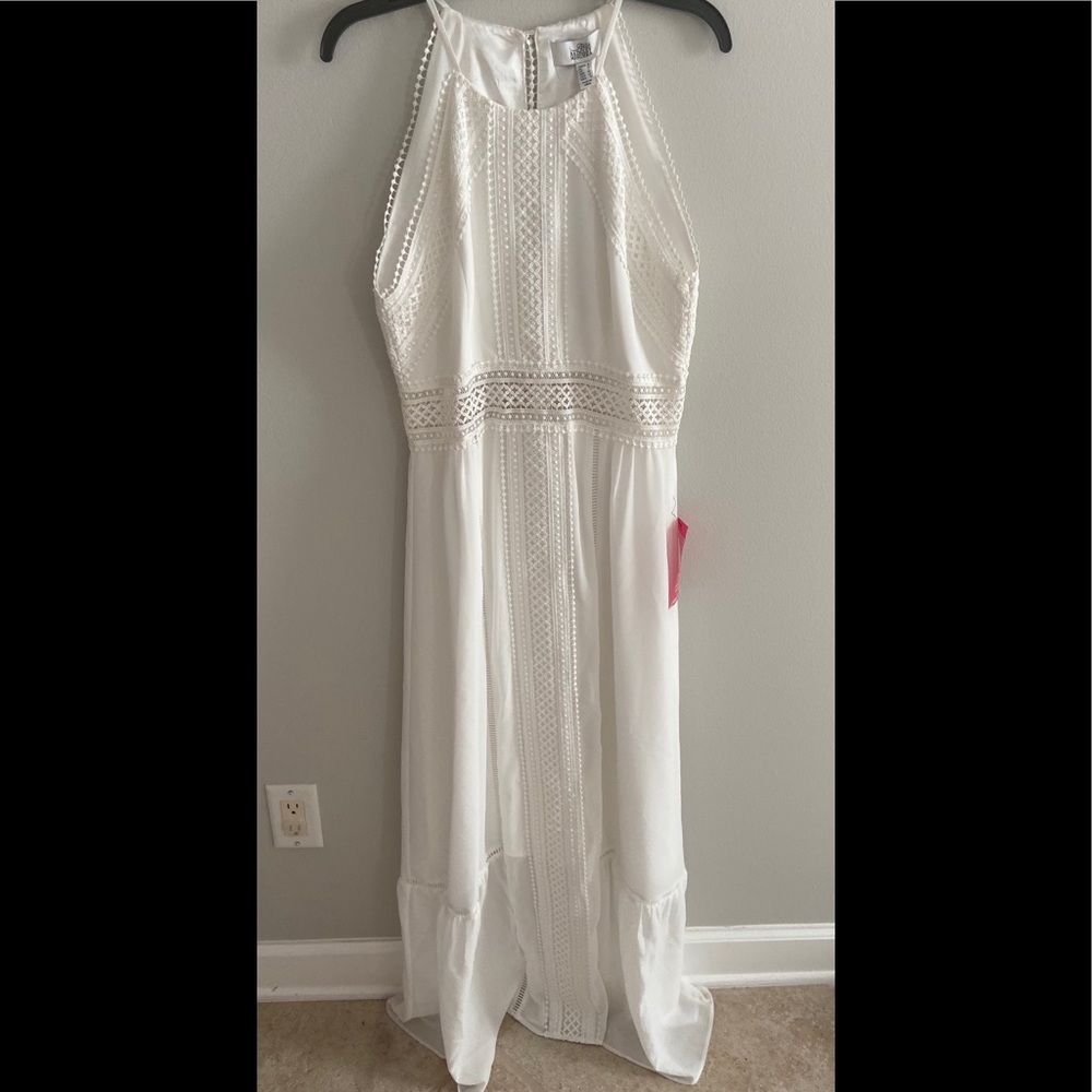 Badgley Mischka ivory maxi dress